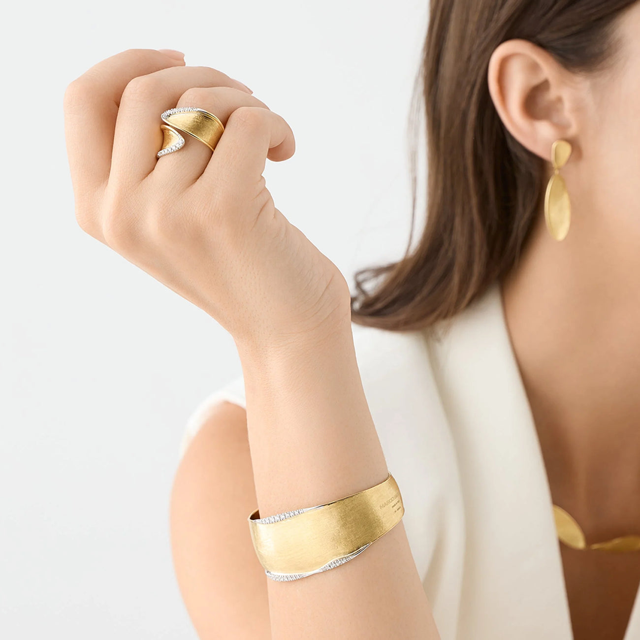 Marco Bicego Lunaria Yellow Gold Diamond Bangle