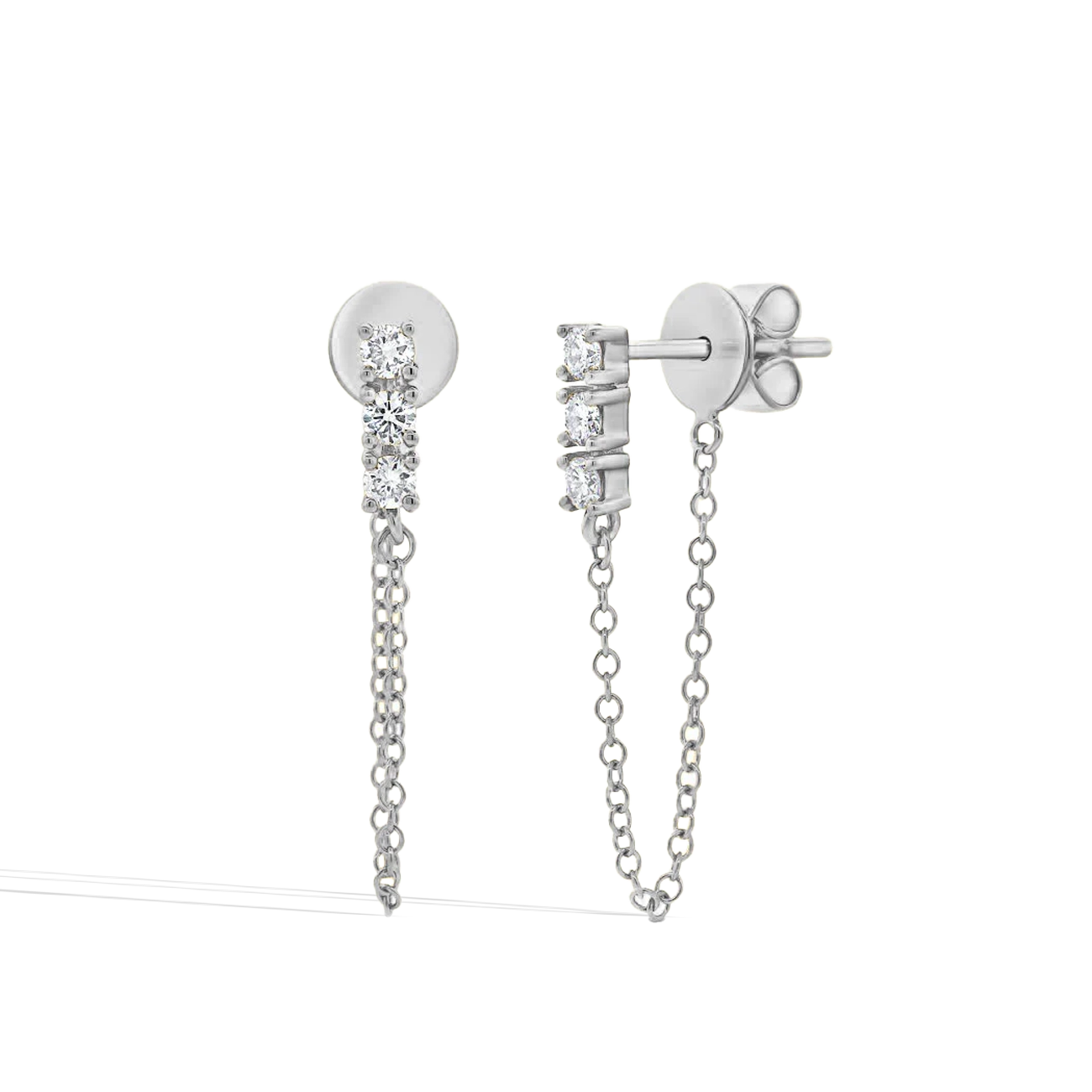 Single Diamond Chain Drop Earring