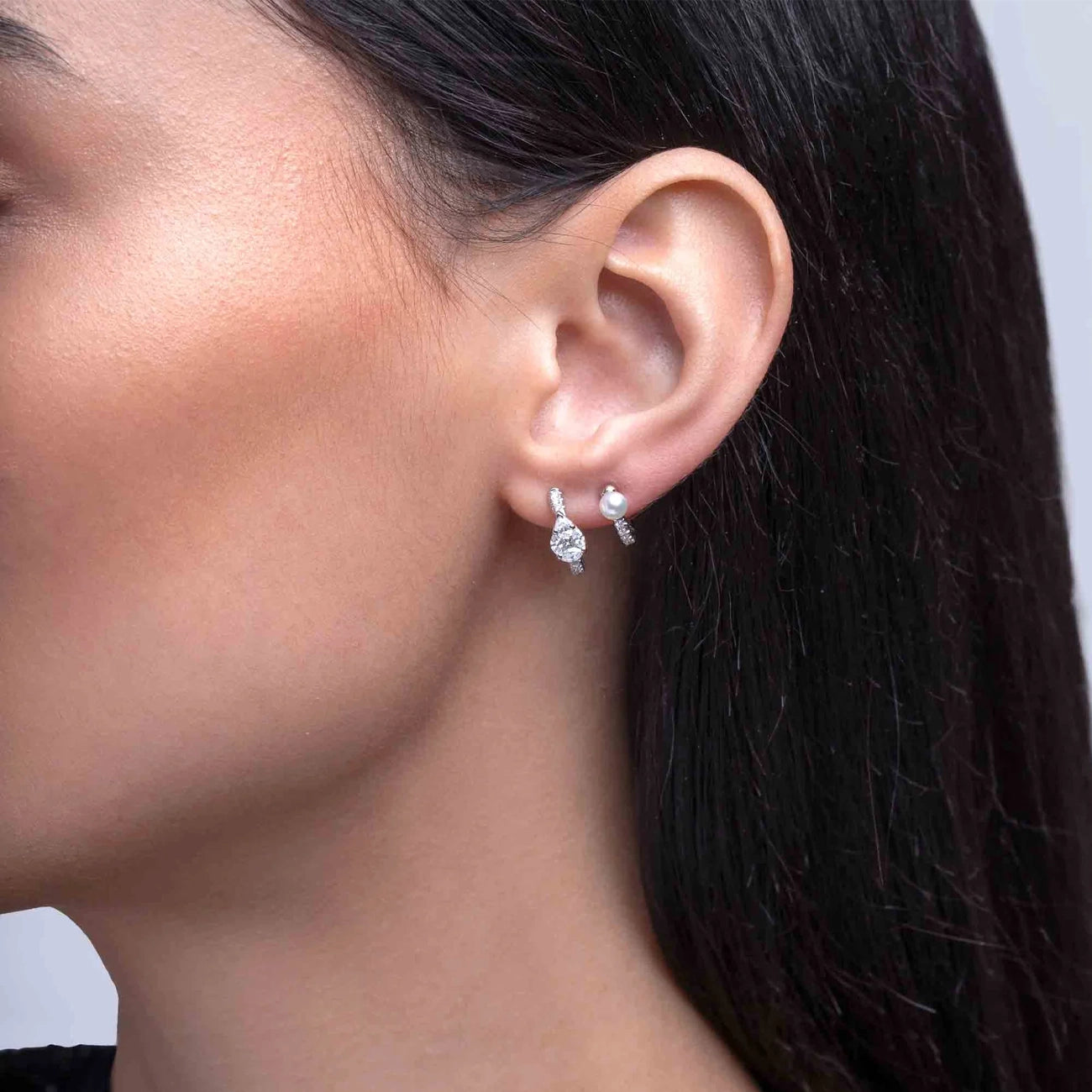 Yoko London Baby Glitz Akoya Pearl Double Hoop Earrings