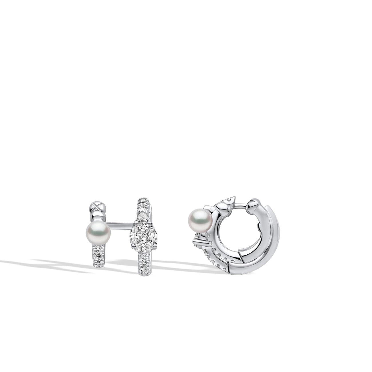 Yoko London Baby Glitz Akoya Pearl Double Hoop Earrings