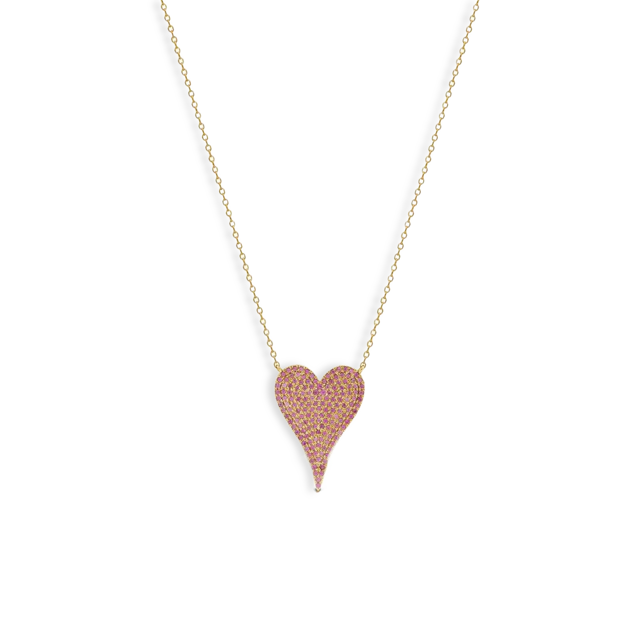 Pink Sapphire Heart Pendant Necklace