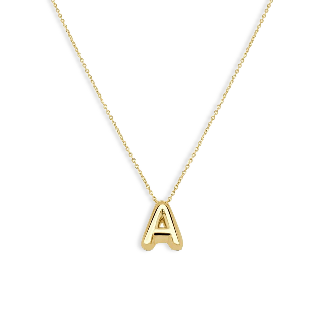Bubble Letter Initial Pendant Necklace