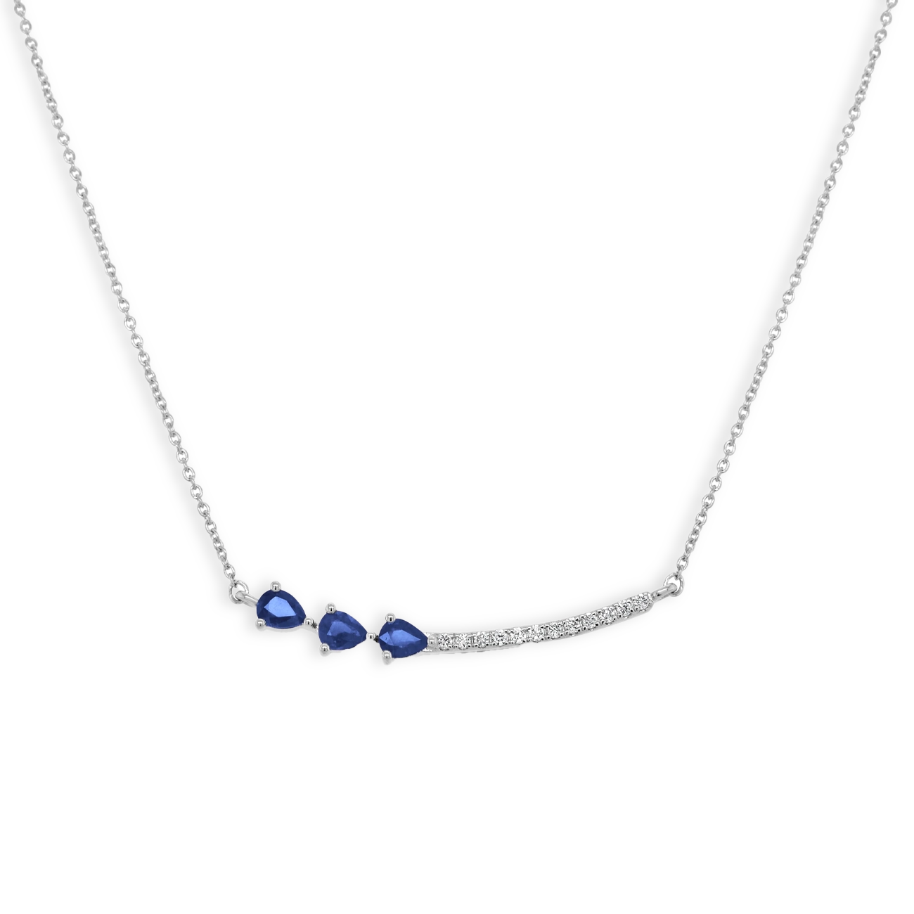 Blue Sapphire and Diamond Bar Necklace