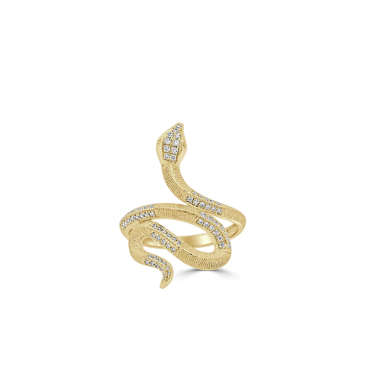 Diamond Pavé Ribbed Snake Ring