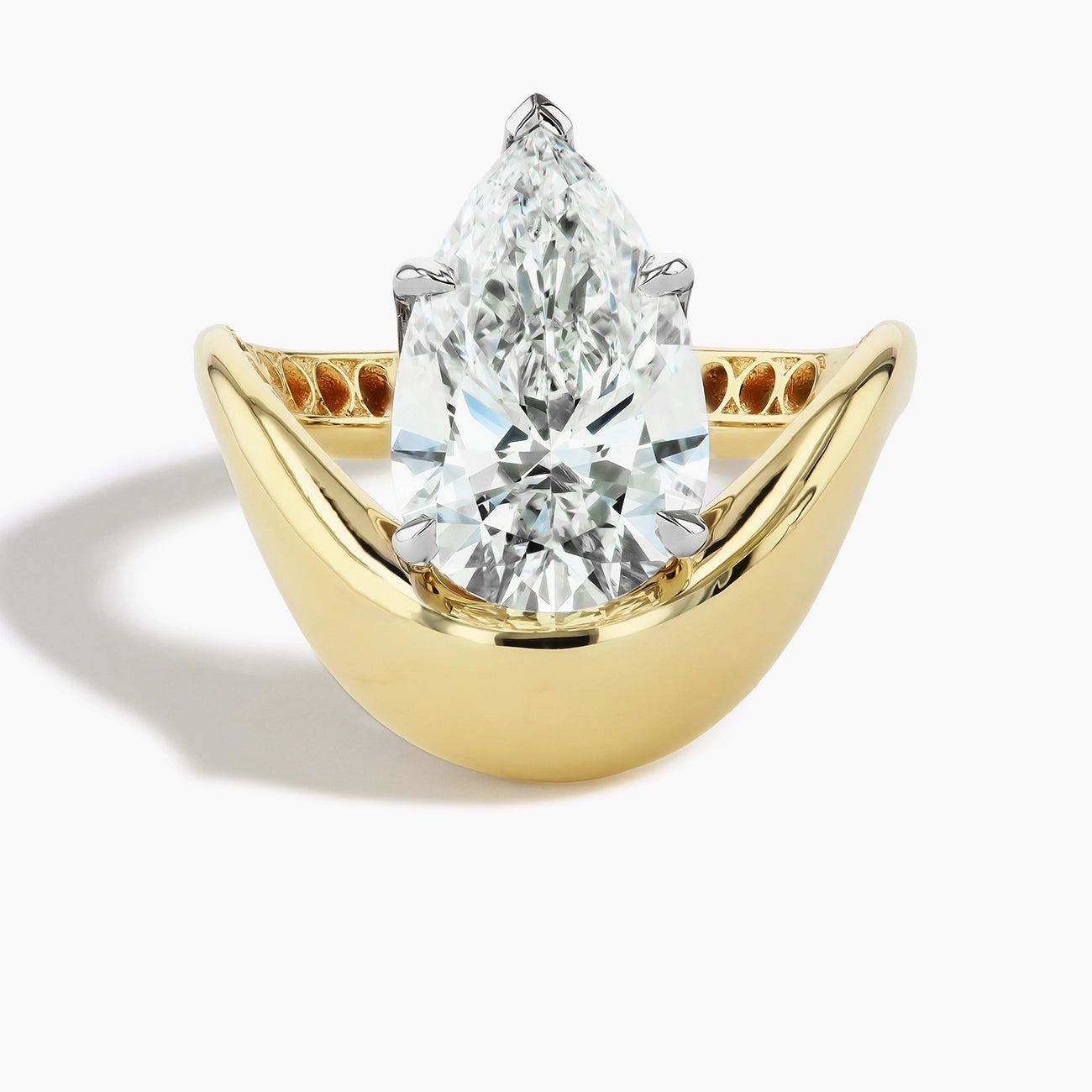 Robert Pelliccia Pear-Shaped Curved Engagement Ring Setting