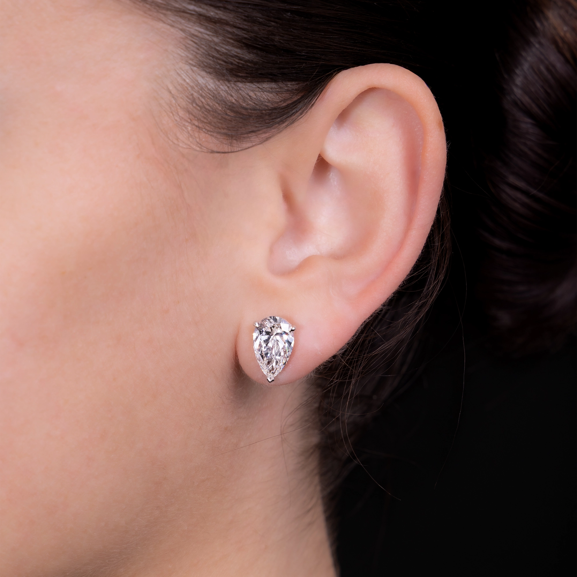 6 Carat Pear Shape Diamond Stud Earrings