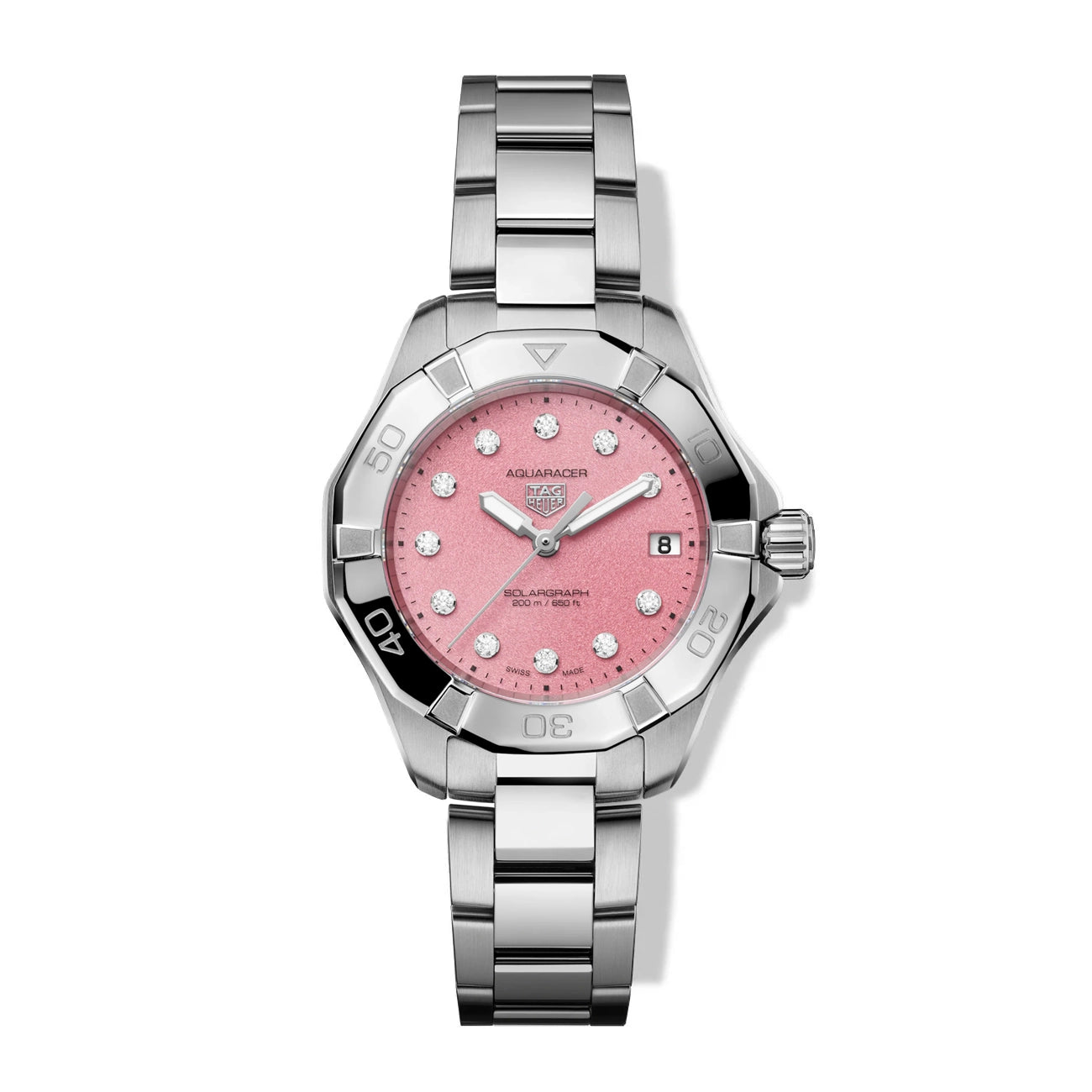 TAG Heuer Aquaracer Pink Dial Solargraph Watch - 34mm