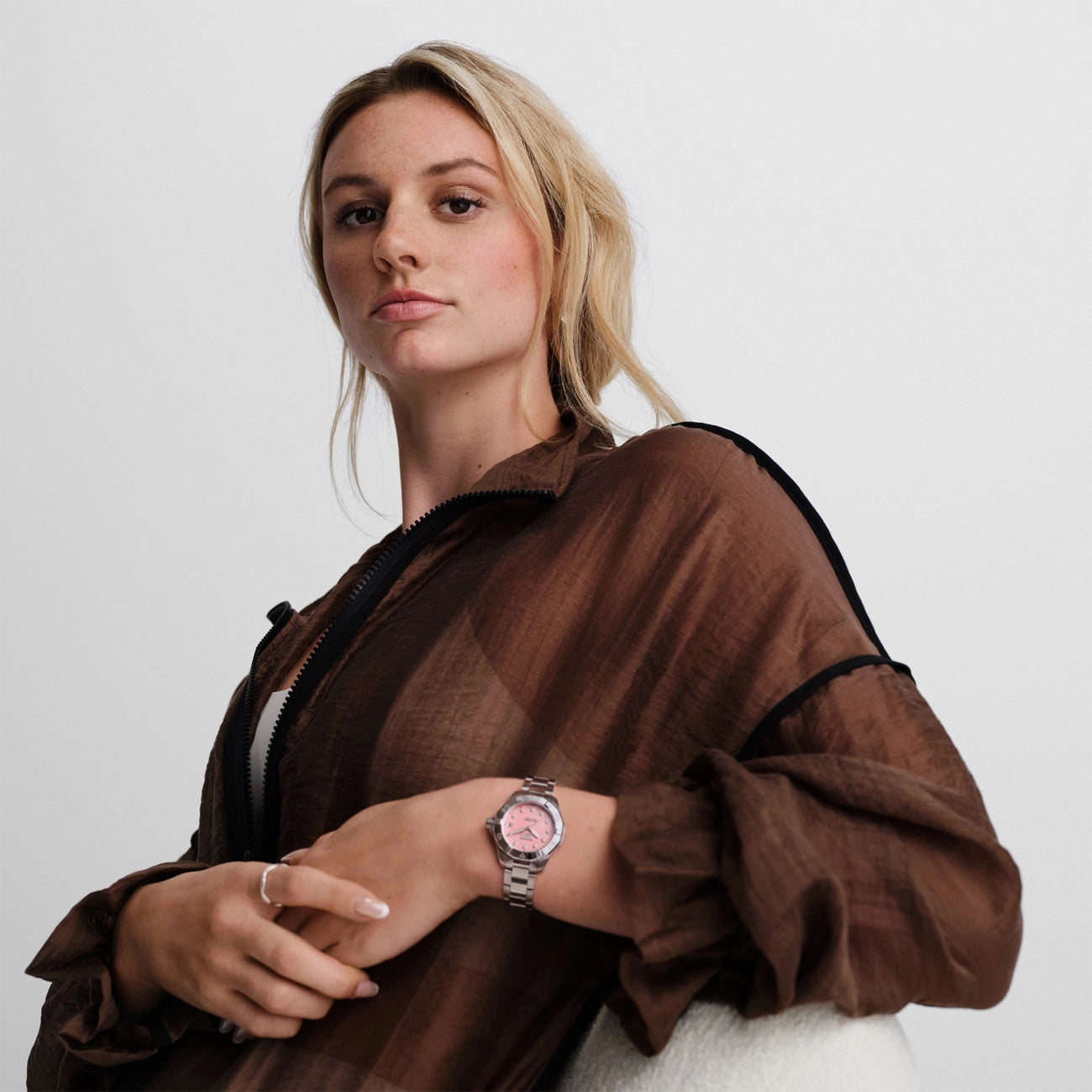 TAG Heuer Aquaracer Pink Dial Solargraph Watch - 34mm