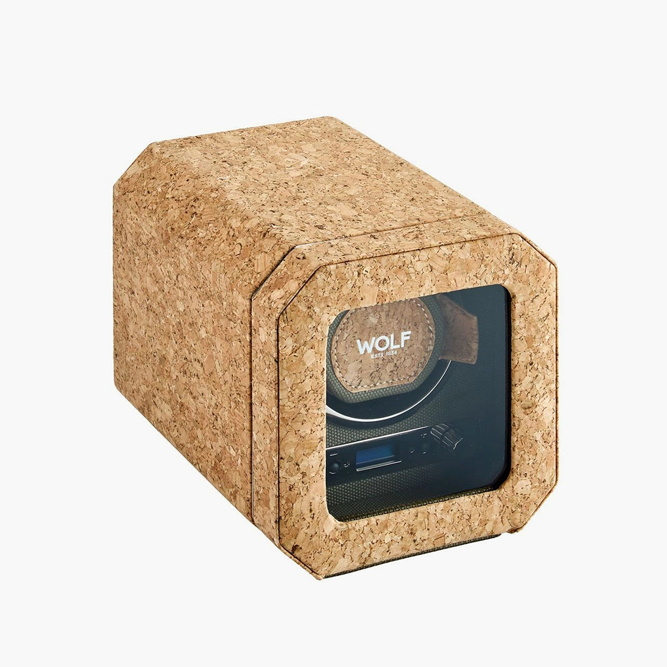 Wolf Cortica single watch winder II side profile with cork finish