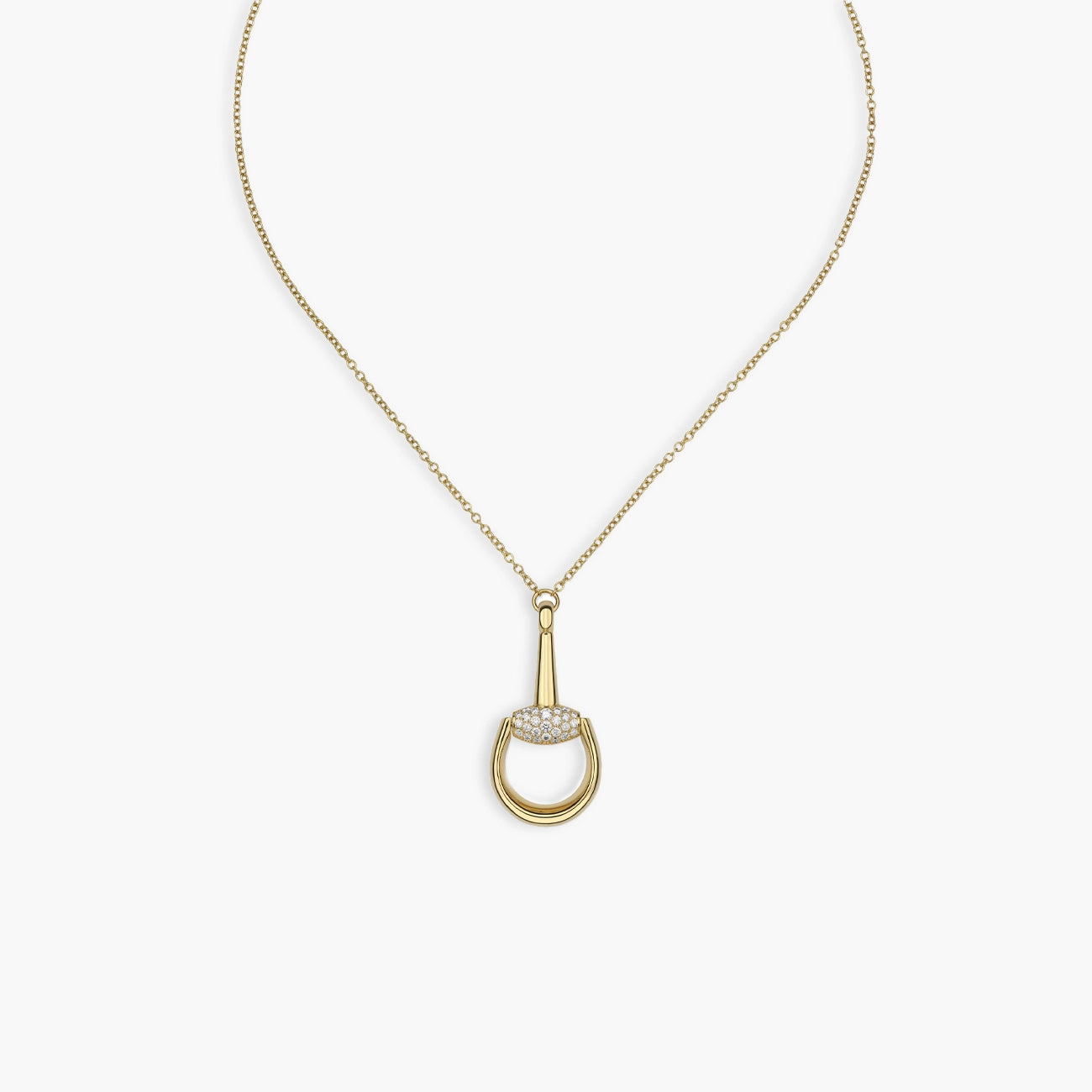Gucci Horsebit Demi Pave Pendant Necklace