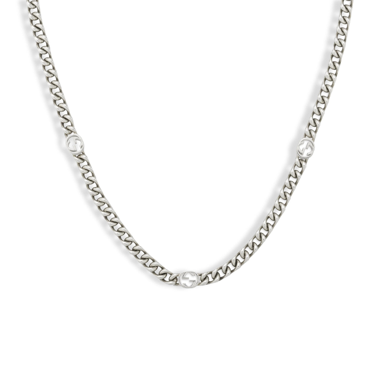 Gucci Interlocking G Silver Chain Necklace