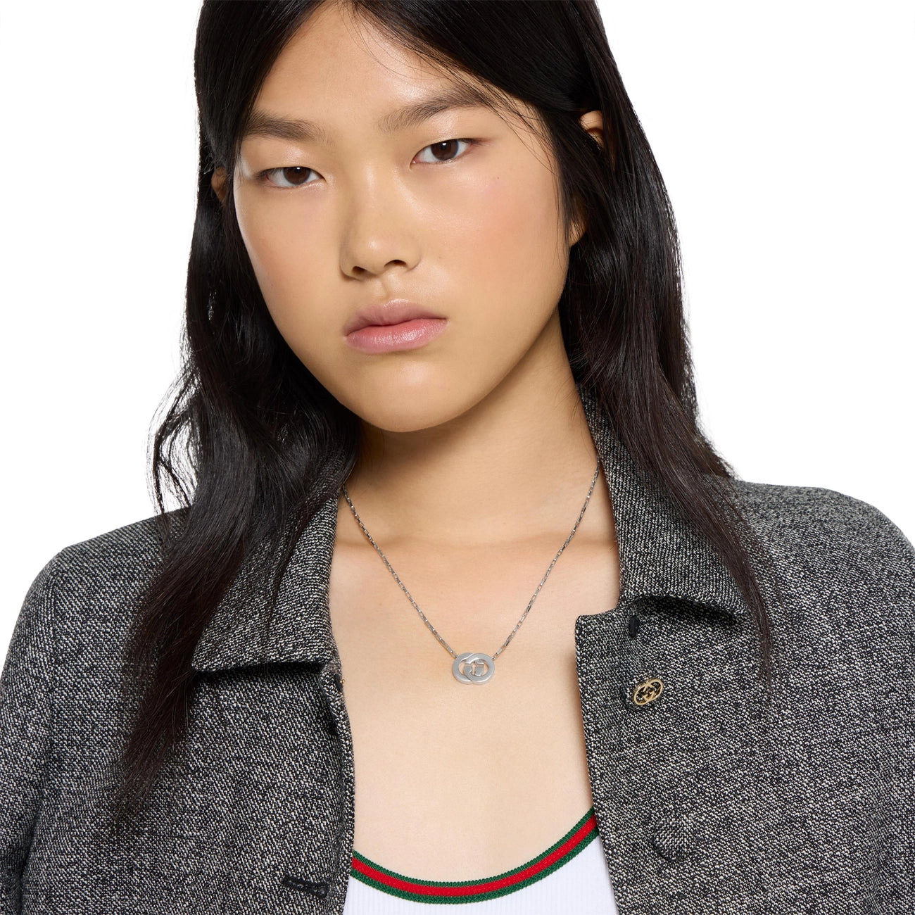 Gucci Interlocking Silver Motif Necklace