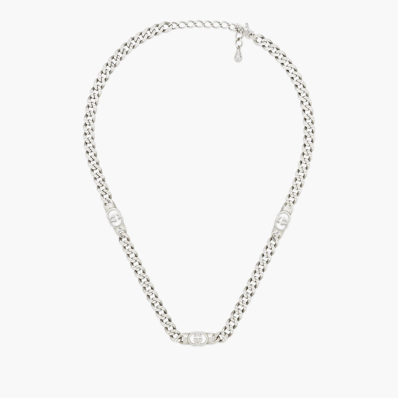 Gucci Interlocking Silver Curb Link Necklace