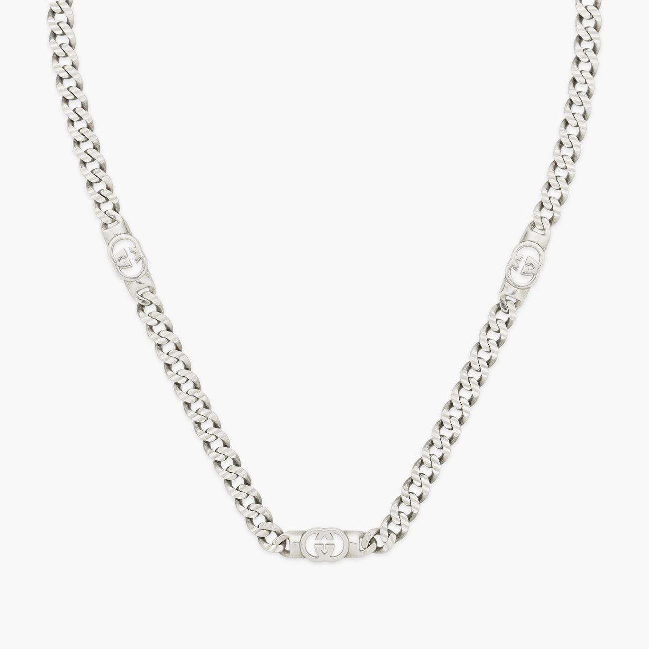 Gucci Interlocking Silver Curb Link Necklace