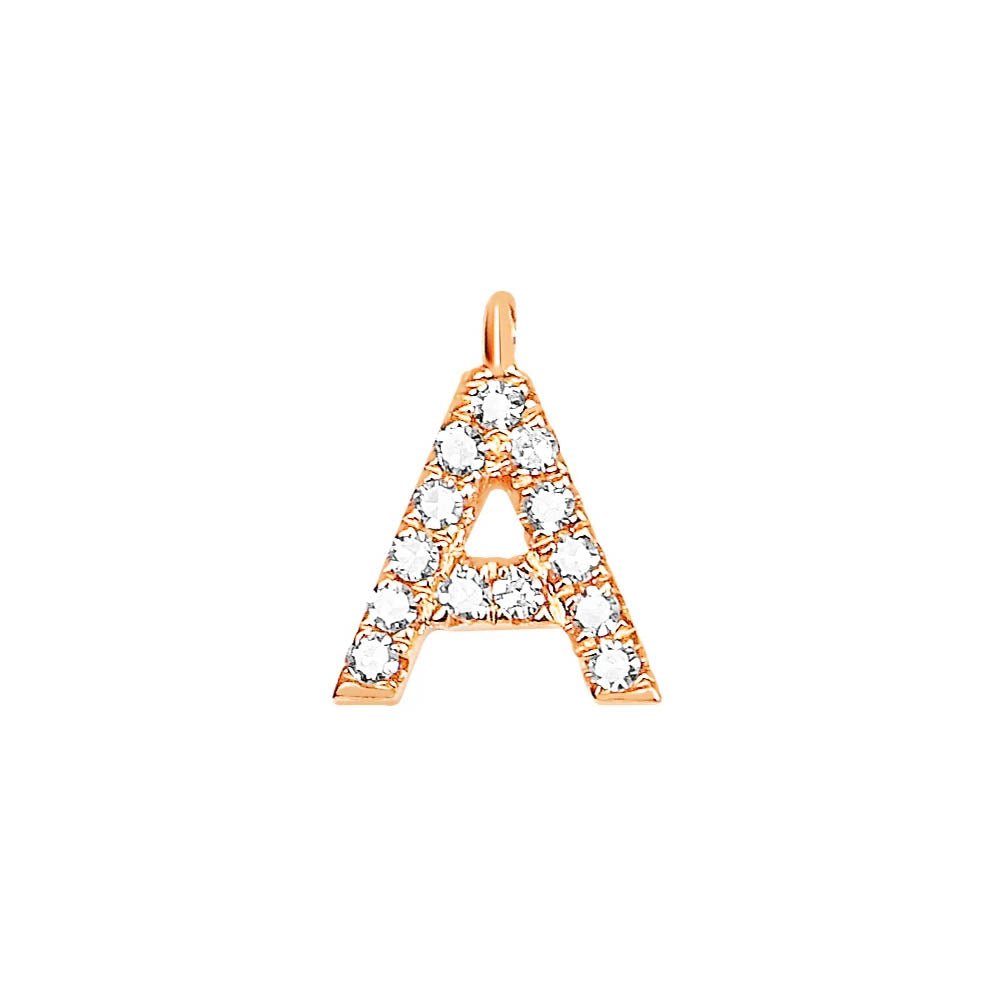 EF Collection Diamond Initial Charm in Rose Gold