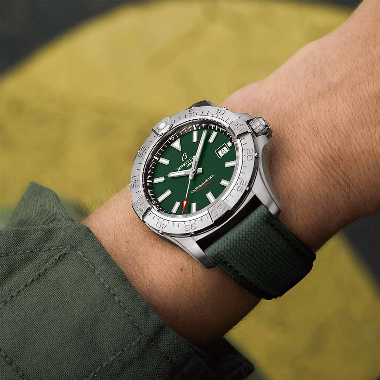 Breitling Avenger Automatic 42 Green Dial on Strap