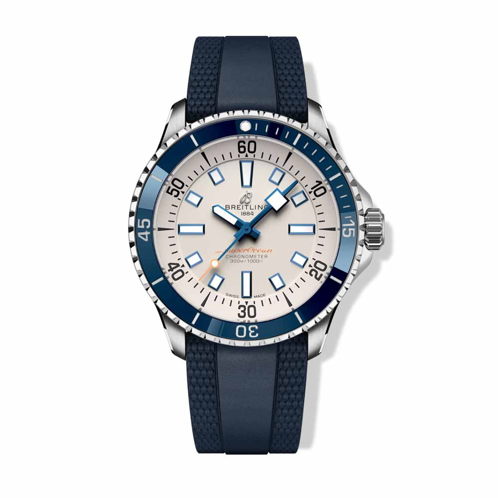 Breitling Superocean Automatic 42 Silver dial on Rubber Strap