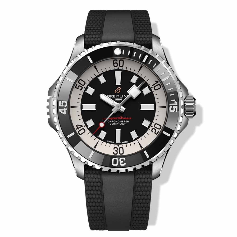 Breitling Superocean Automatic 46 Black Rubber on Rubber Strap