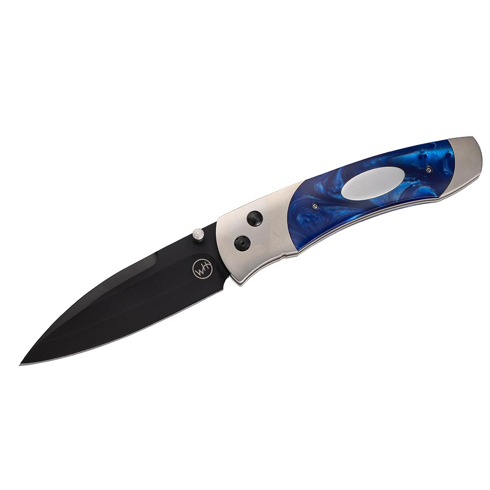 William Henry Blue Engravable Large Pocket Knife