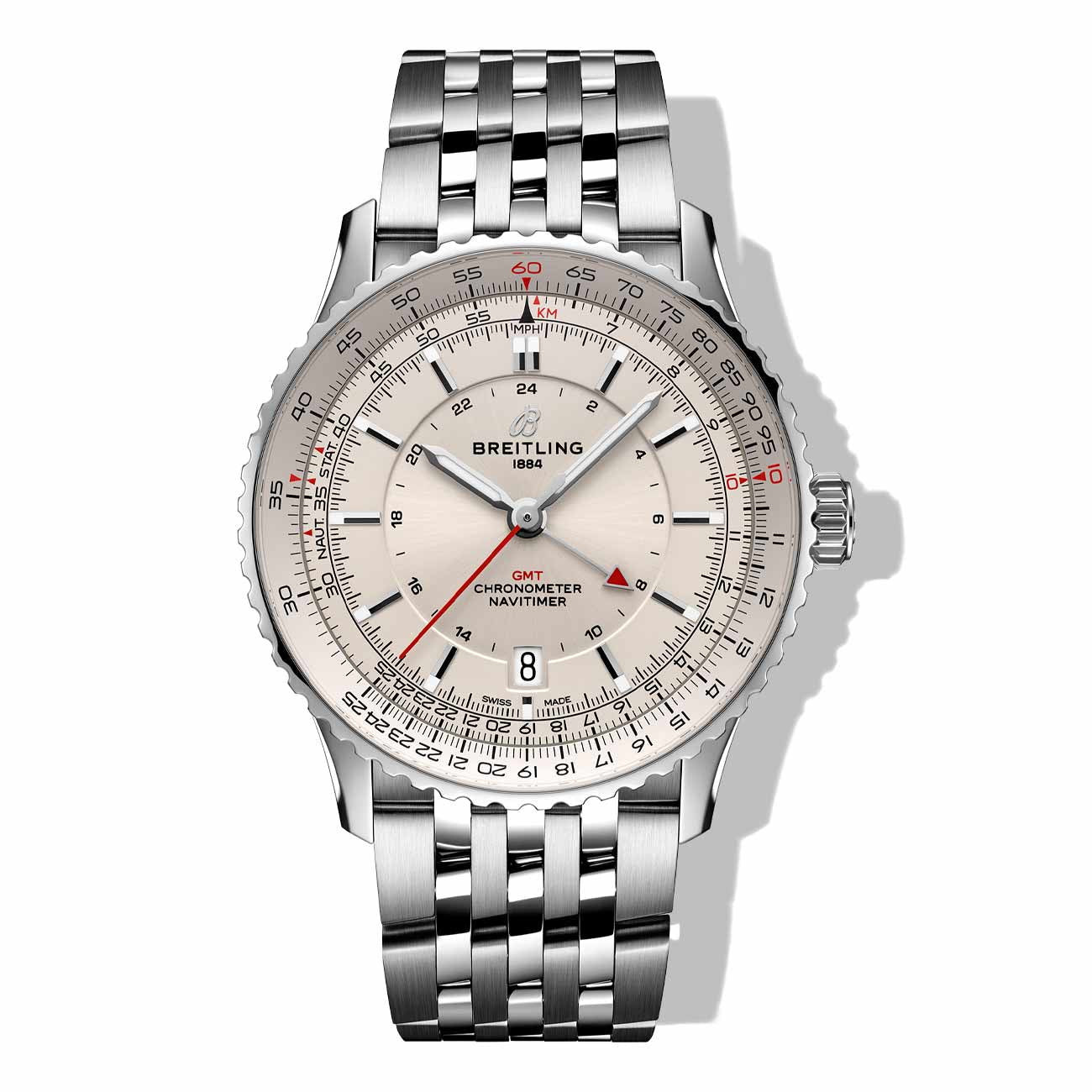 Breitling Navitimer Automatic GMT 41 Beige Dial on Alligator Leather- 41mm