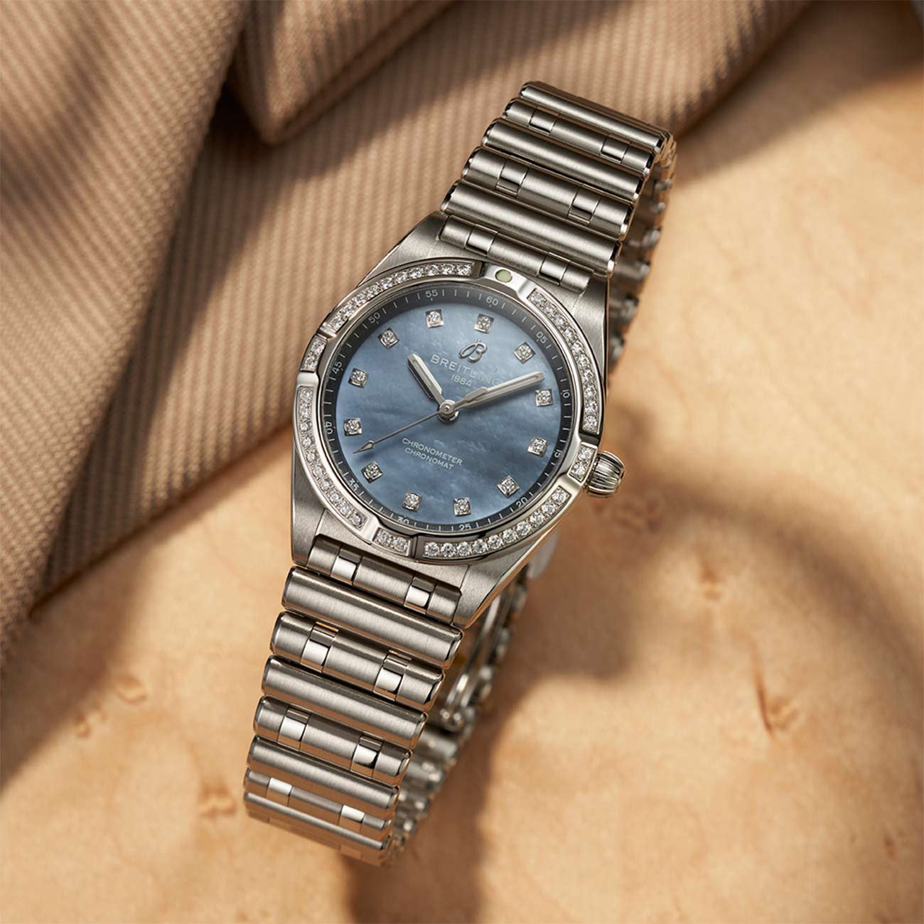 Breitling Chronomat 28 Black Mother-of-Pearl Dial with Stainless Steel Rouleux Bracelet