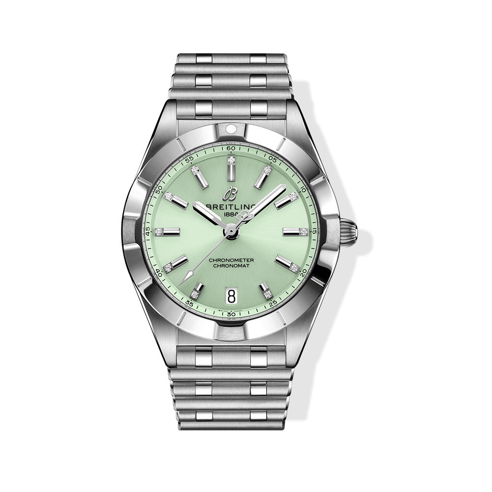 Breitling Chronomat 32 in Steel With Mint Green Diamond Dial