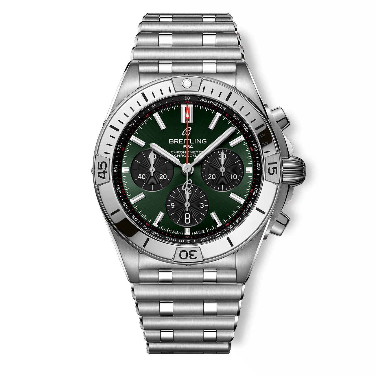 Breitling Chronomat B01 Watch Green Chronograph Dial Rubber Strap — 42mm