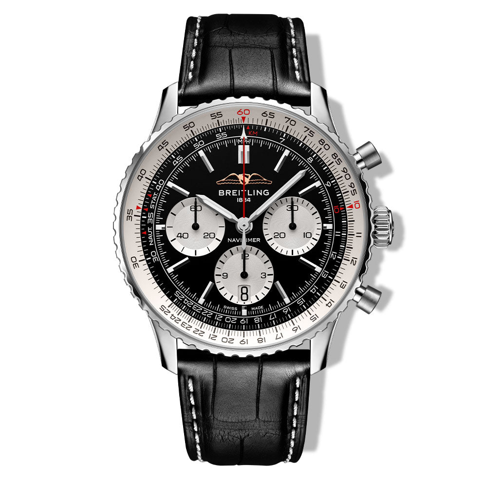 Breitling Navitimer B01 Chronograph Black Dial on Black Strap - 43mm