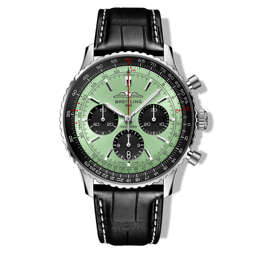 Breitling Navitimer B01 Chronograph Mint Green Dial on Strap - 43mm
