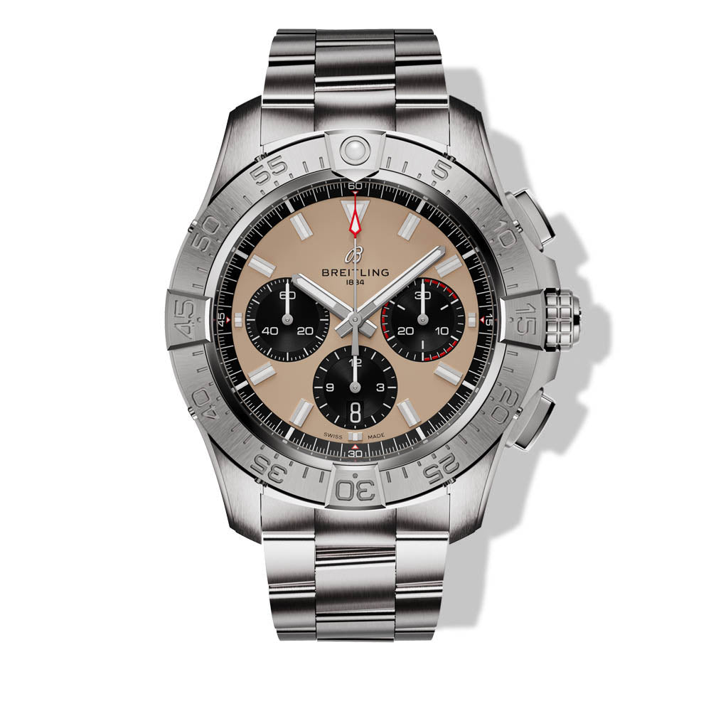 BREITLING Avenger Chronograph 44 Watch, Sand Dial, Sand Bracelet
