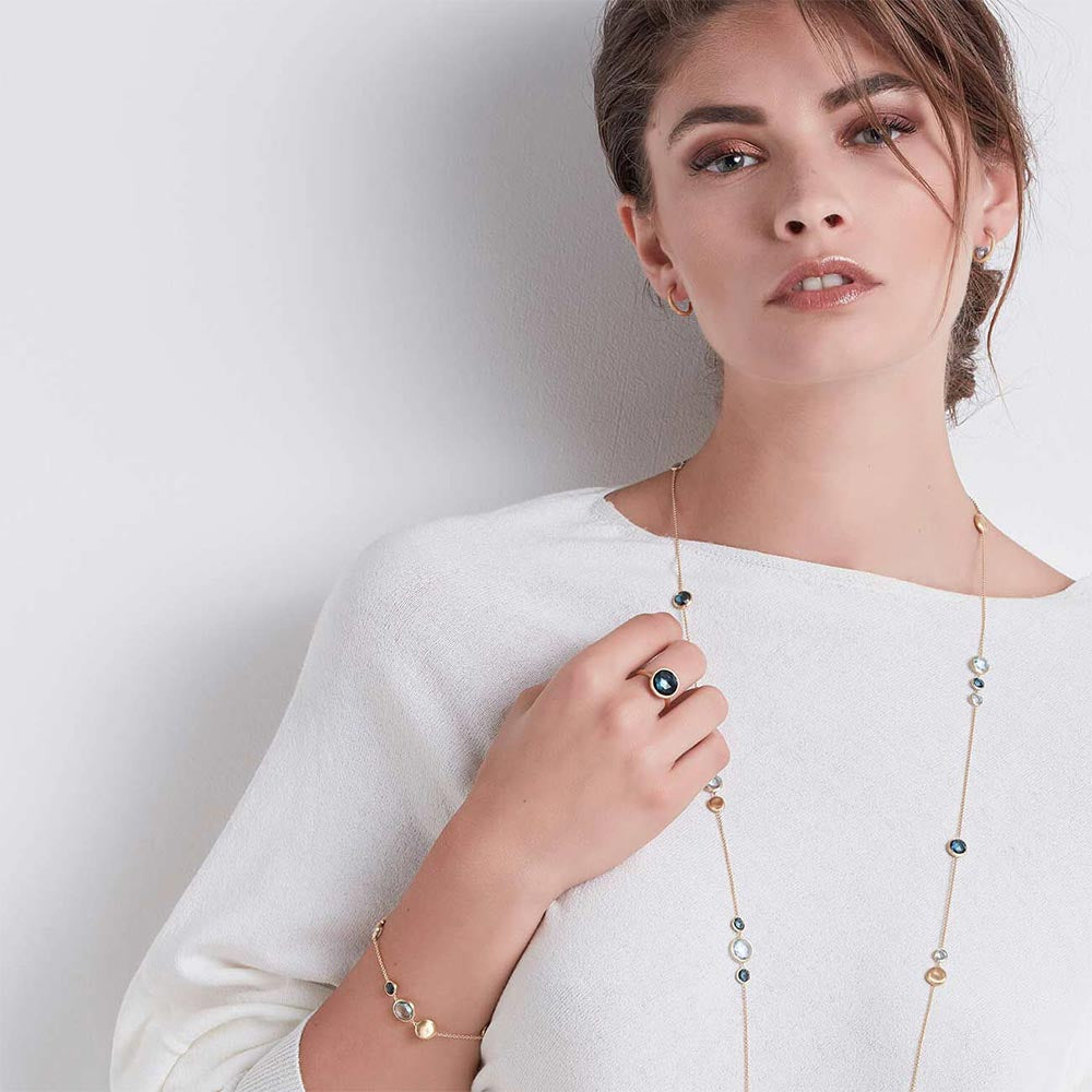 Marco Bicego Jaipur Yellow Gold Medium London Blue Topaz Stackable Ring