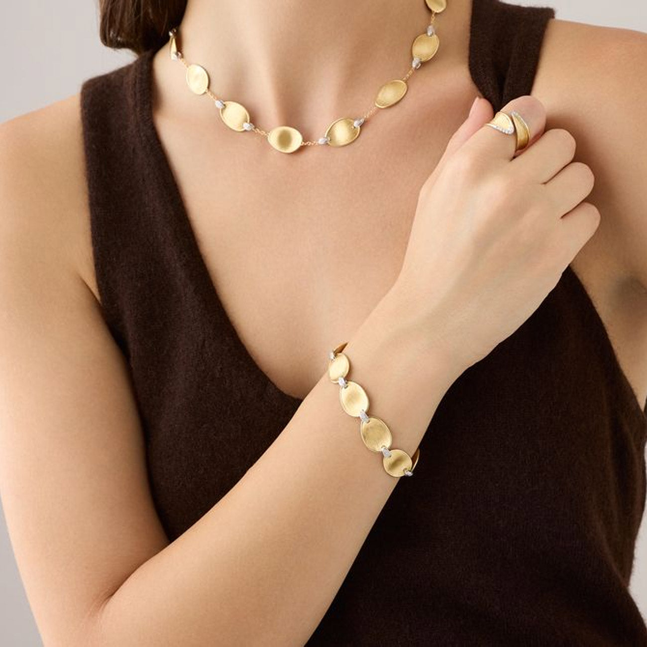 Marco Bicego Lunaria Twist Yellow Gold Diamond Ring