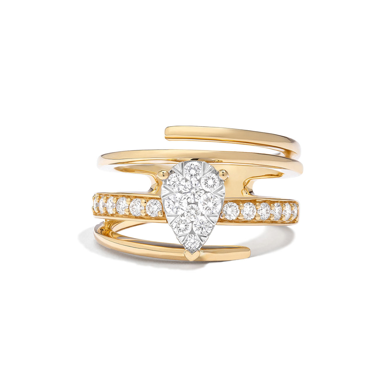 Pear Illusion Multi-Row Diamond Ring