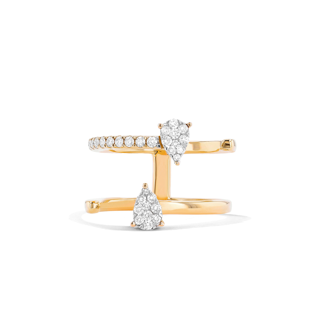Lovebright Couture Fiori Two-Tone Pear Diamond Two-Row Ring