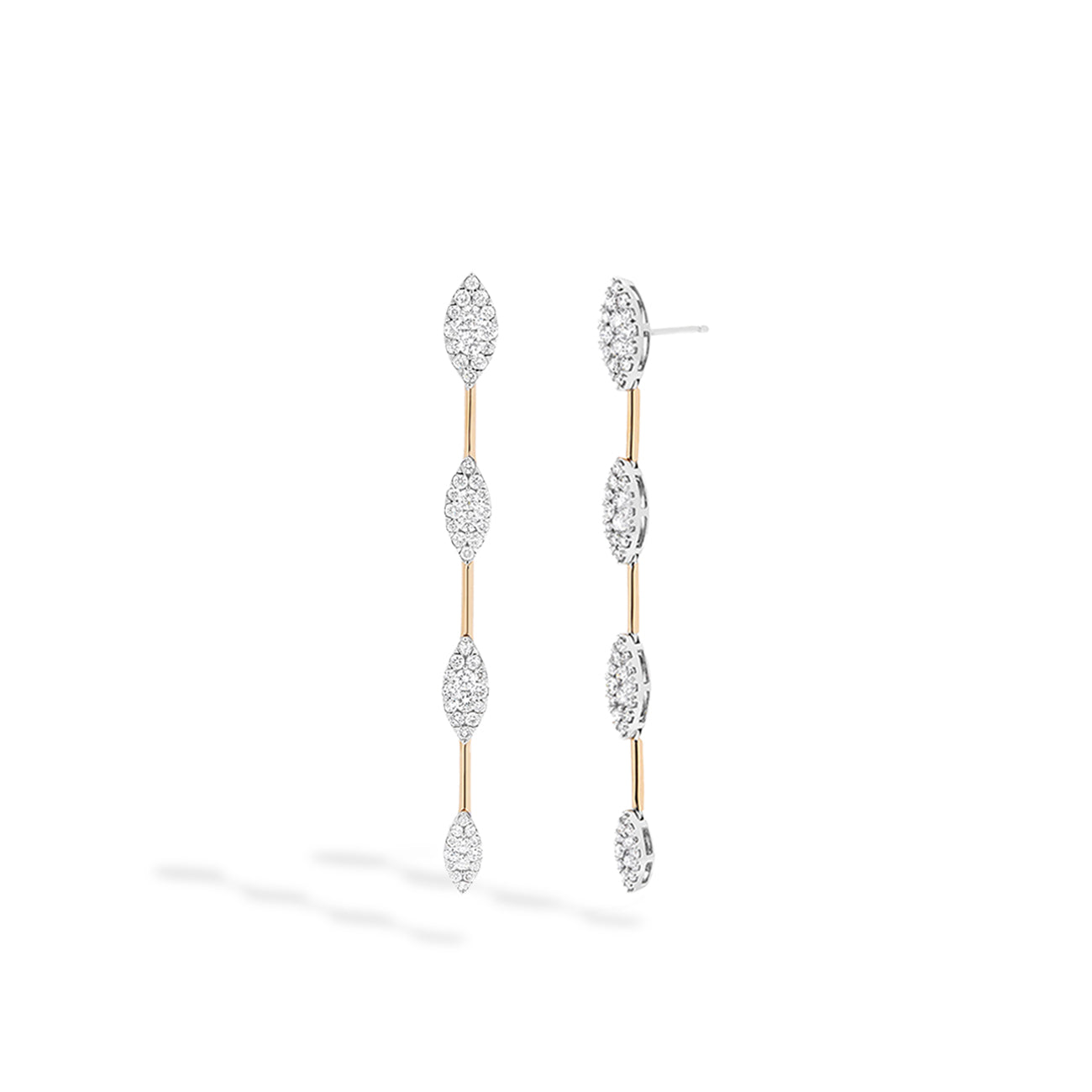 Couture Fiori Two-Tone Marquise Bar Station Earrings