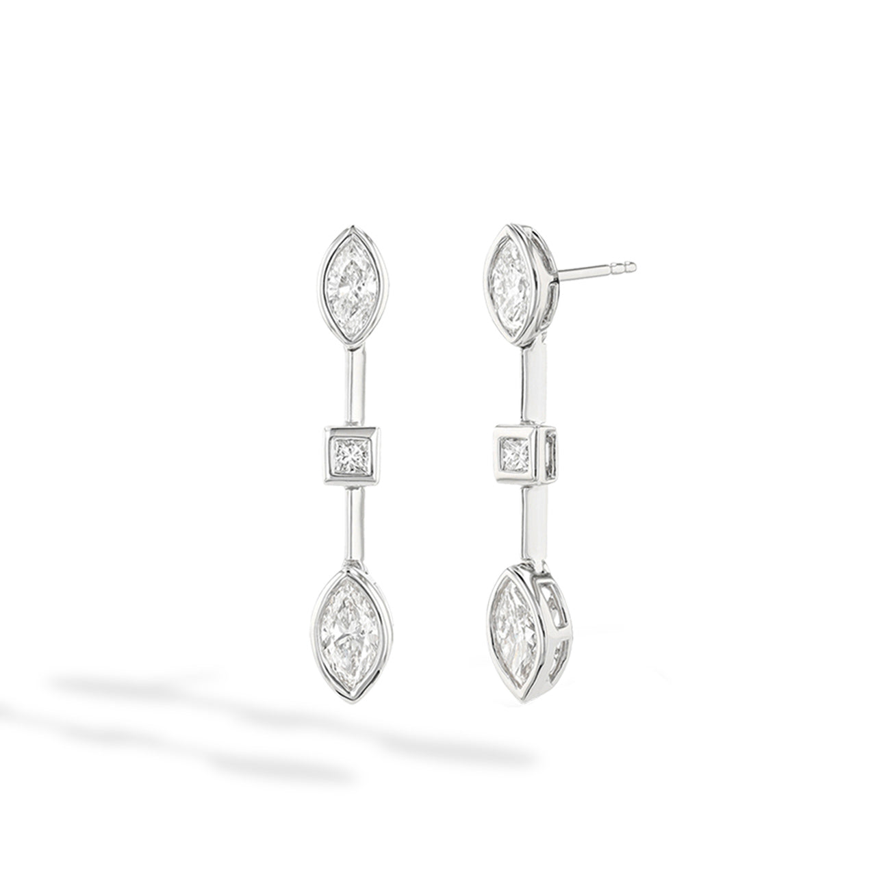 Couture Duchess Marquise and Princess Diamond Bar Earrings