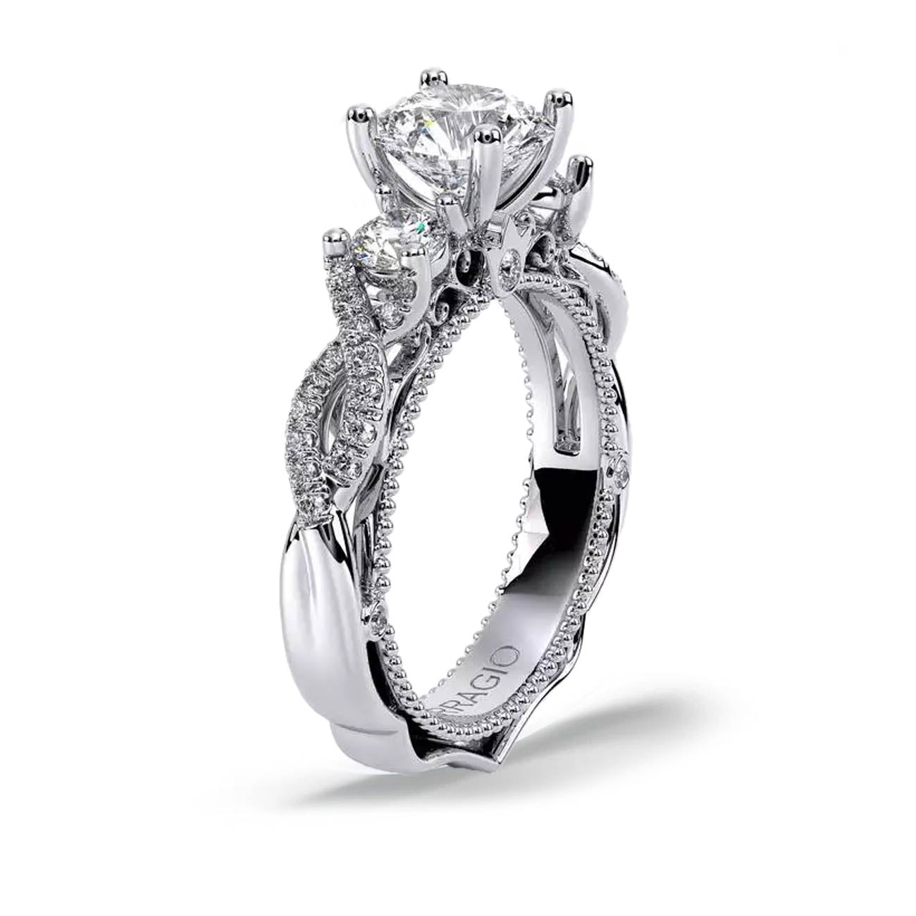 Verragio Venetian Three-Stone Lace Shank Engagement Ring Setting