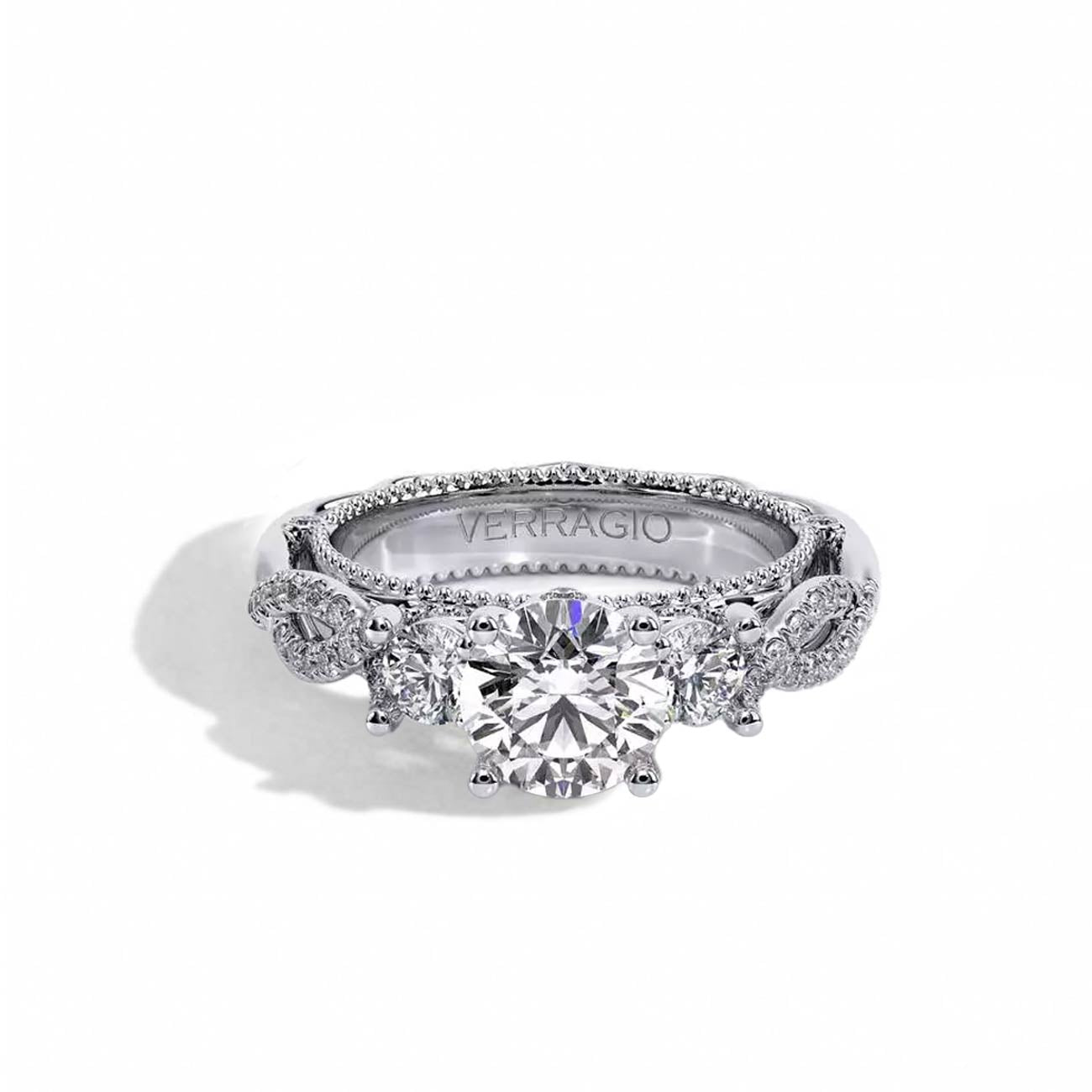 Verragio Venetian Three-Stone Lace Shank Engagement Ring Setting