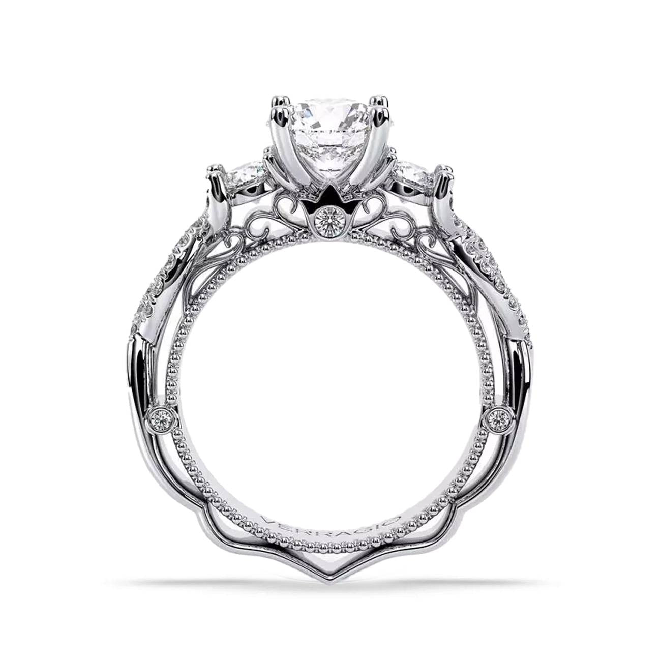 Verragio Venetian Three-Stone Lace Shank Engagement Ring Setting