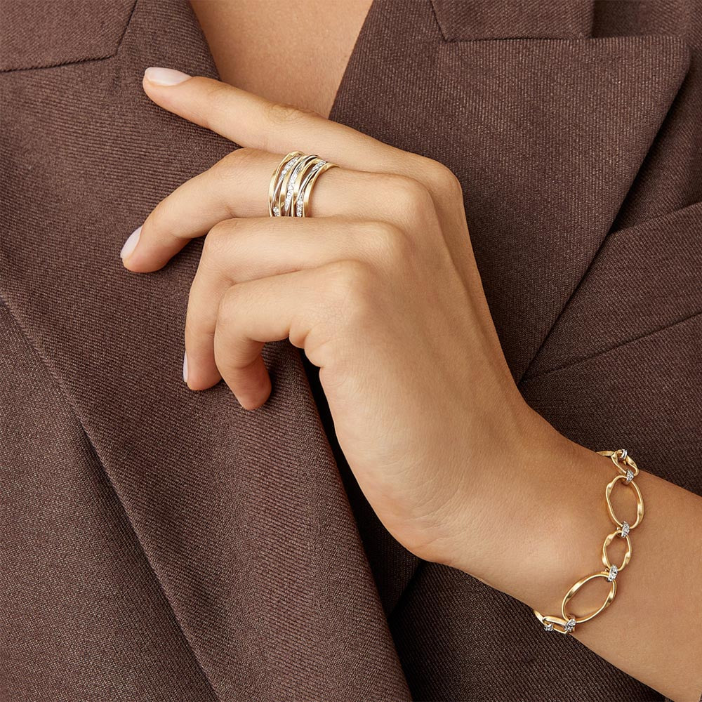 Marco Bicego Marrakech Onde Gold and Diamond 7 Row Ring