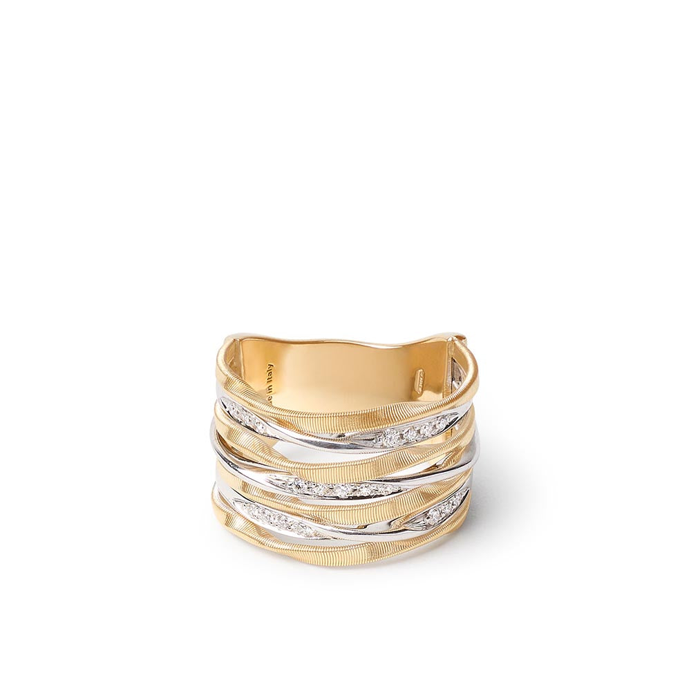 Marco Bicego Marrakech Onde Gold and Diamond 7 Row Ring