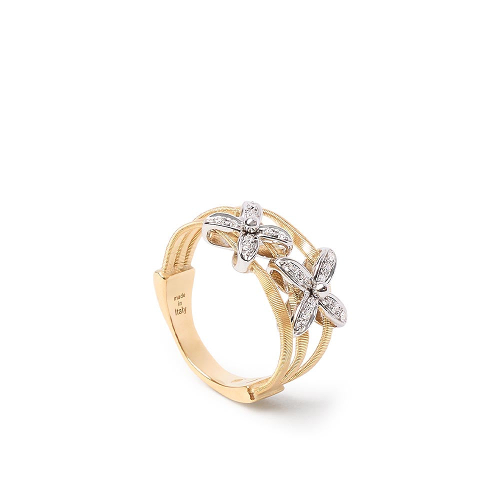Marco Bicego Marrakech Onde Diamond Flower 3 Row Ring