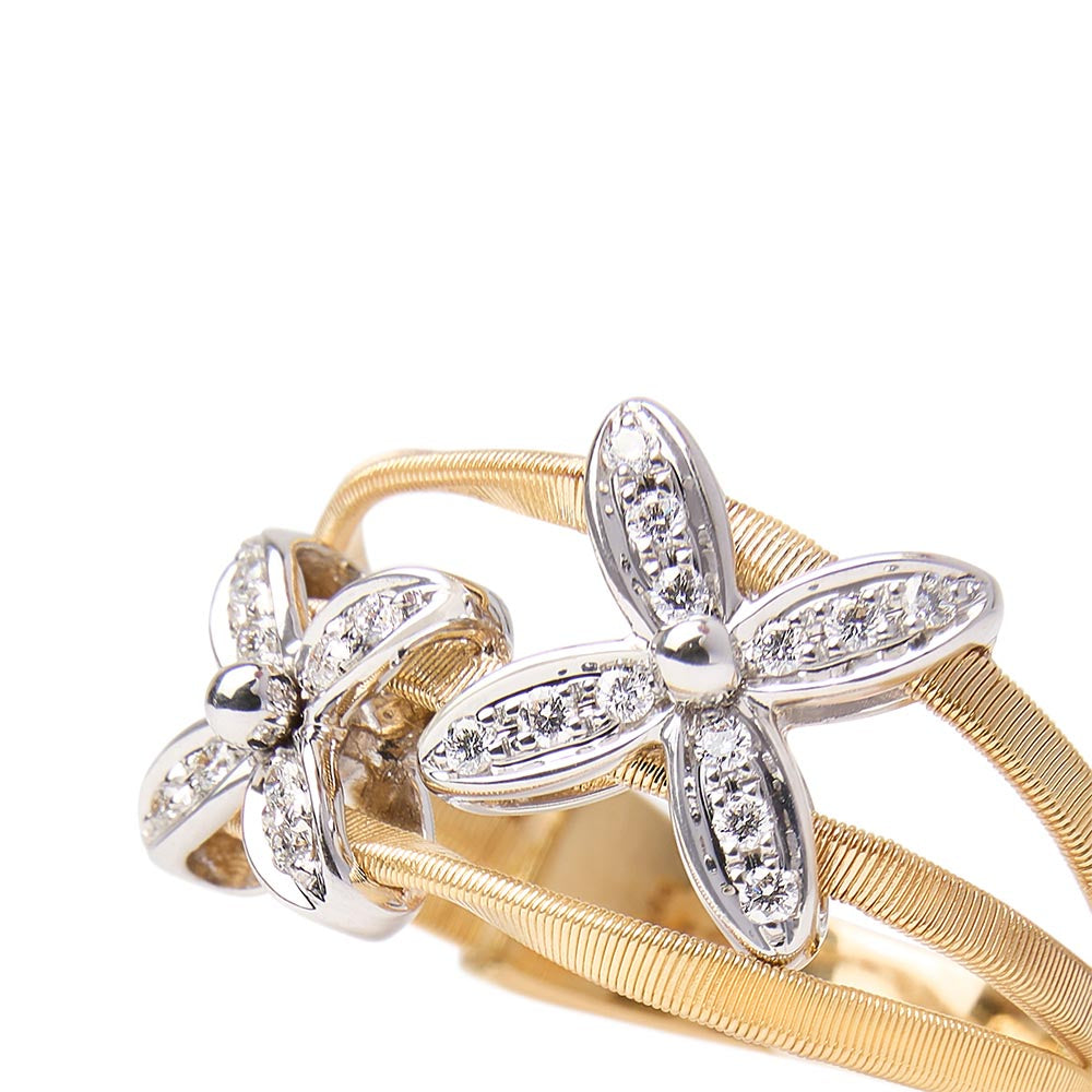 Marco Bicego Marrakech Onde Diamond Flower 3 Row Ring
