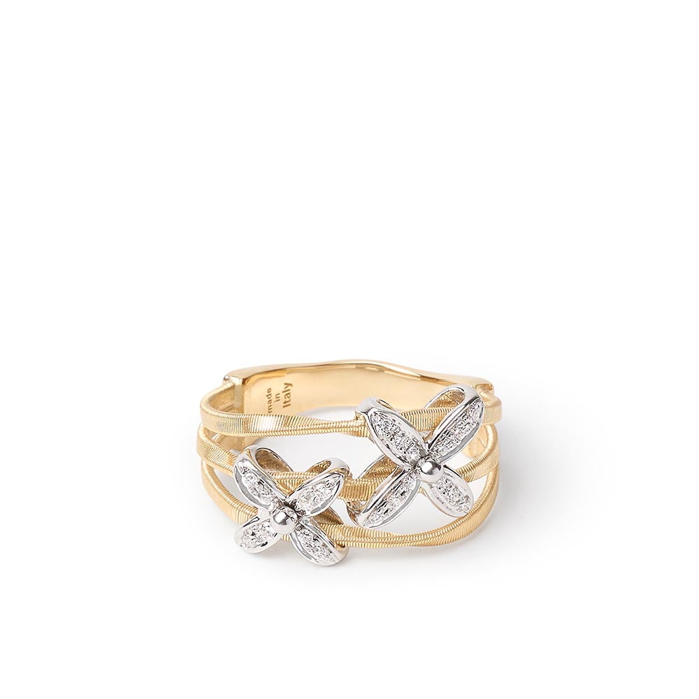 Marco Bicego Marrakech Onde Diamond Flower 3 Row Ring