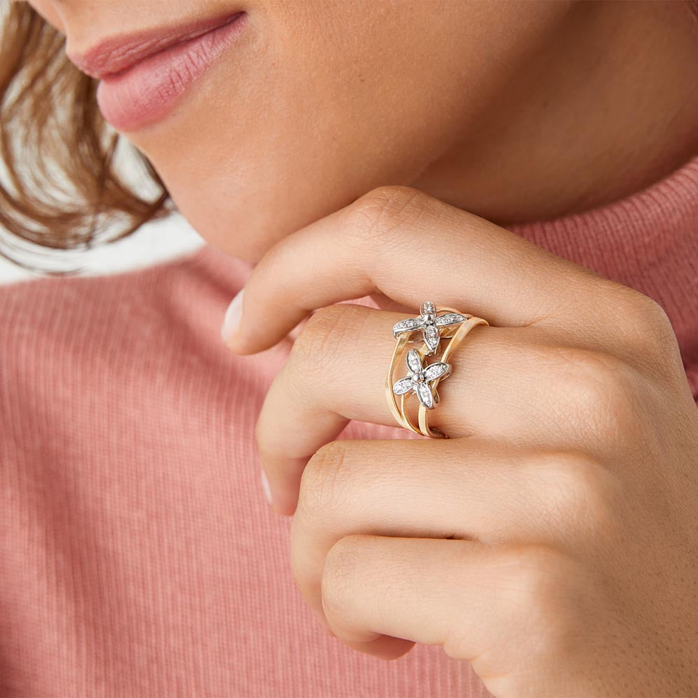 Marco Bicego Marrakech Onde Diamond Flower 3 Row Ring