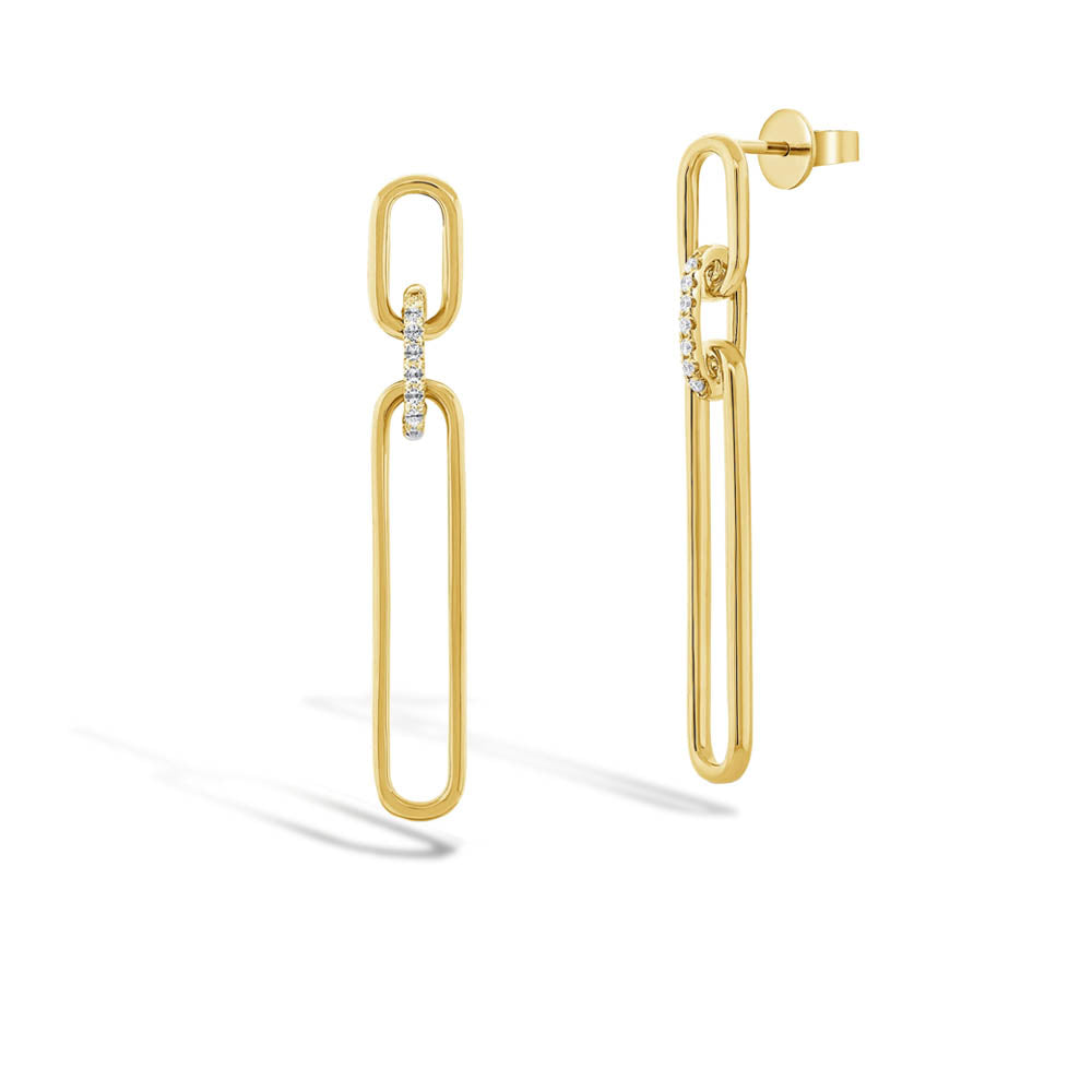 Long Gold and Diamond Dangle Earrings