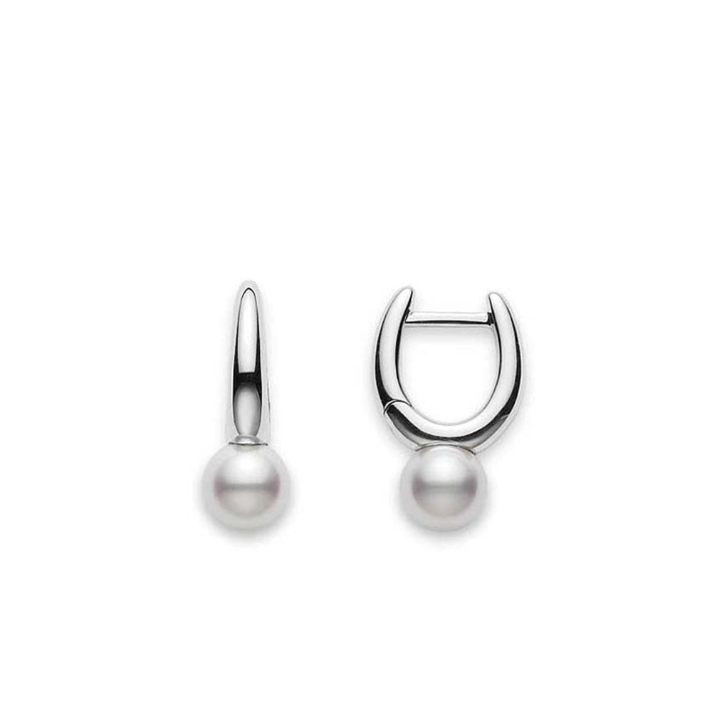 Mikimoto Classic Elegance Akoya Pearl White Gold Earrings 6.5mm