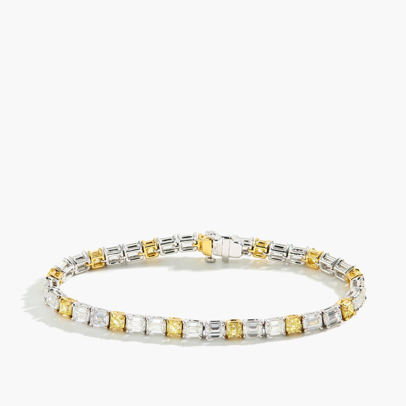 Asscher Yellow Diamond Alternating Mixed Metal Bracelet