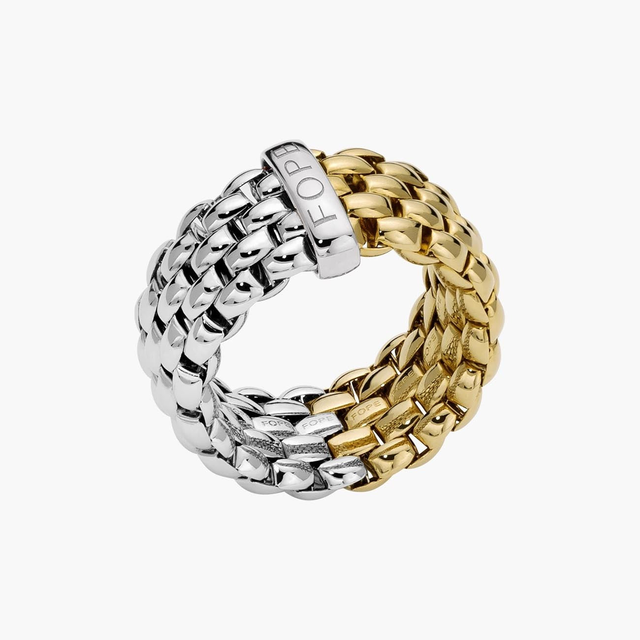 Fope Essentials Medium Width Ring in White and Yellow Gold