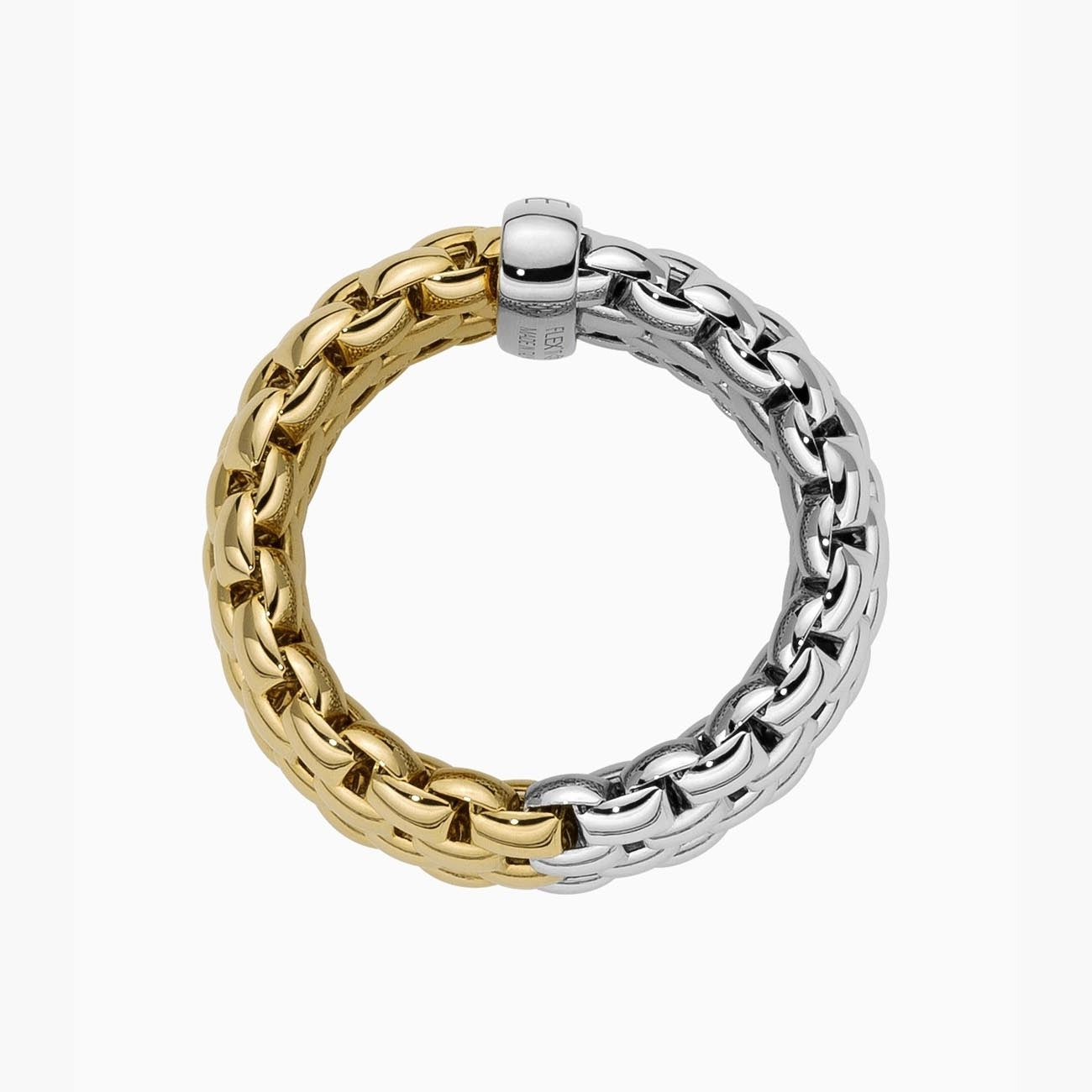 Fope Essentials Medium Width Ring in White and Yellow Gold
